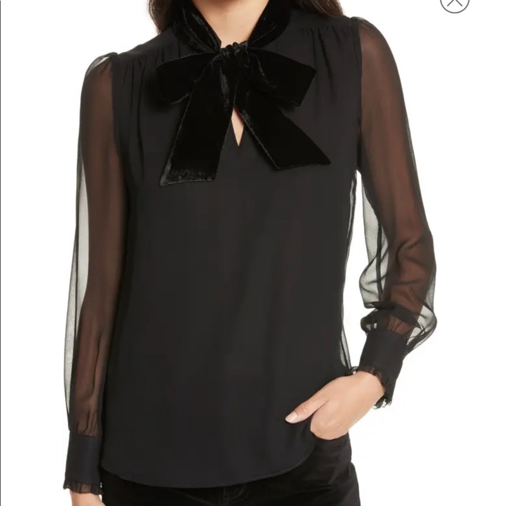 COPY - Kate Spade Velour Bow Neck Silk Chiffon To…